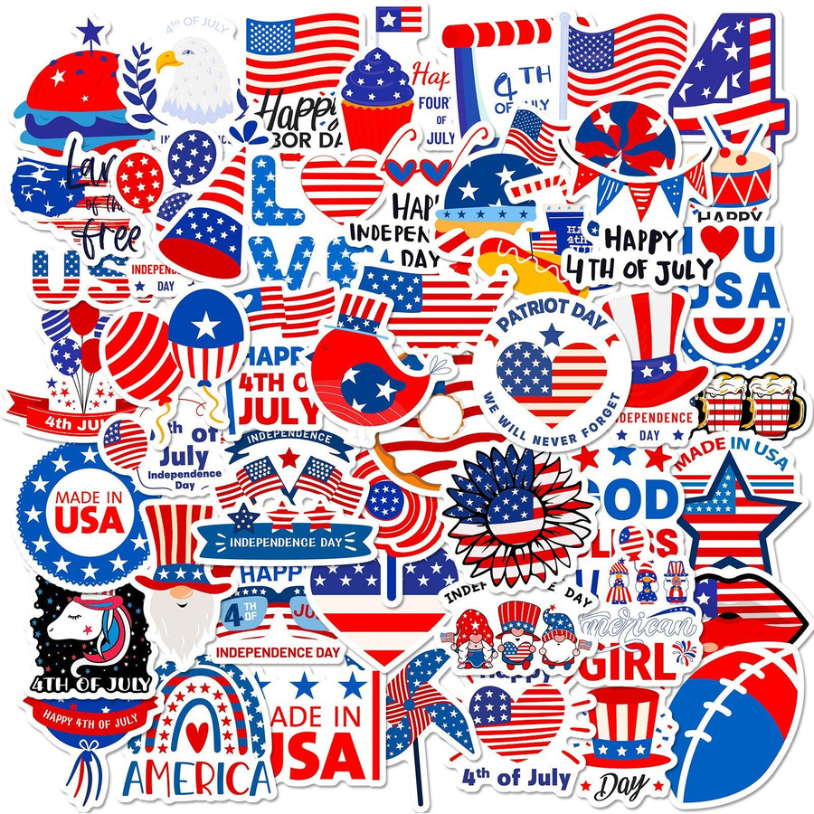 100 dekorative Aufkleber zum amerikanischen Unabhängigkeitstag mit US-Präsident und Nationalflagge in Multicolour - Bild 6
