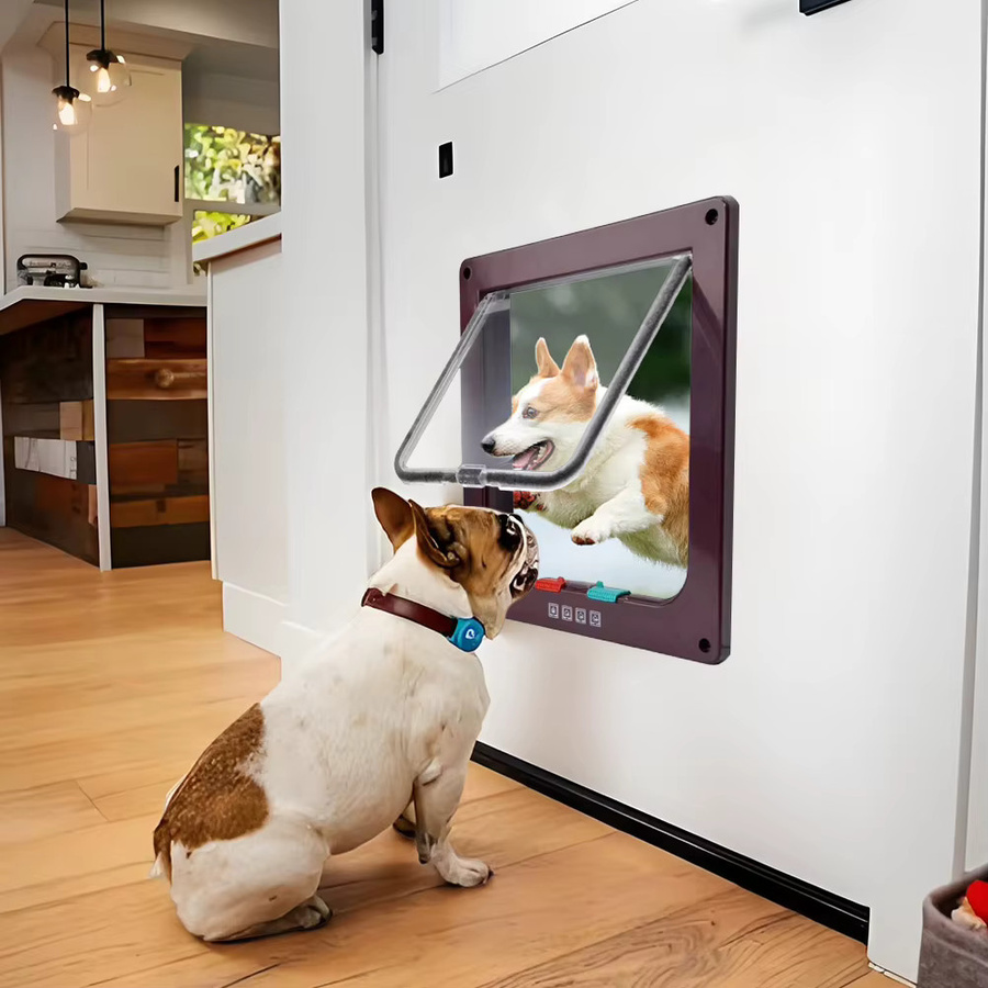 Alloet Haustiertür mit 4-Wege-Sicherheitsschloss in Schwarz für Hunde und Katzen - Bild 2