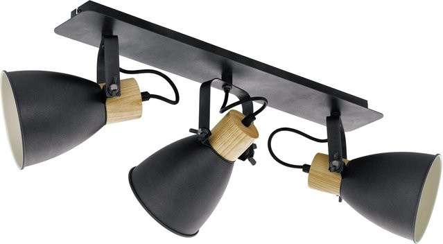 Eglo Coswarth Deckenstrahler 3er Set in Anthrazit mit hellem Holz und schwarzem Stahl - Bild 1