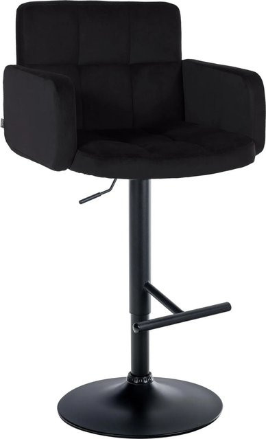 DELUKE Barhocker SUTUN Barstuhl aus Samt in Schwarz mit Lehne, drehbar, B/T/H: 60 x 56 x 93 cm - Bild 1