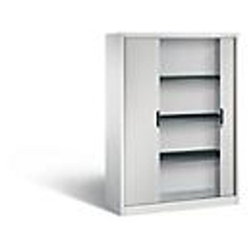 C + P Omnispace Rollladenschrank aus Stahl und Kunststoff, grau, abschließbar, mit verstellbaren Regalböden, B: 120 cm, T: 42 cm, H: 166 cm - Bild 2