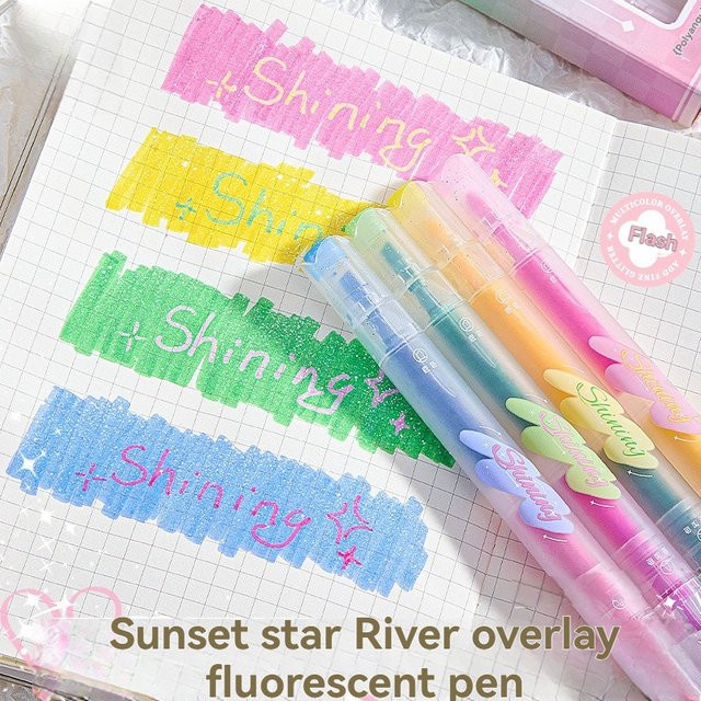 Multicolor Highlighter Marker Stift mit Keilspitze für Schule und Notizbücher - Bild 1