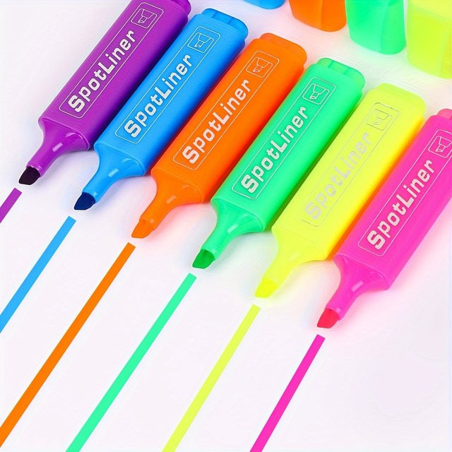 6-teiliges Textmarker-Set in Multicolour mit Keilspitze und schnell trocknender Tinte auf Wasserbasis für Schule und Journaling - Bild 1