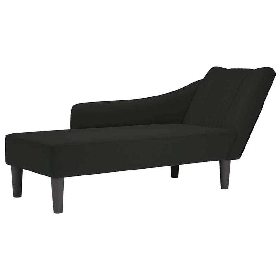 vidaXL Chaiselongue mit rechter Armlehne in Schwarz aus Samt, B/T/H: 140 x 56 x 66 cm - Bild 2