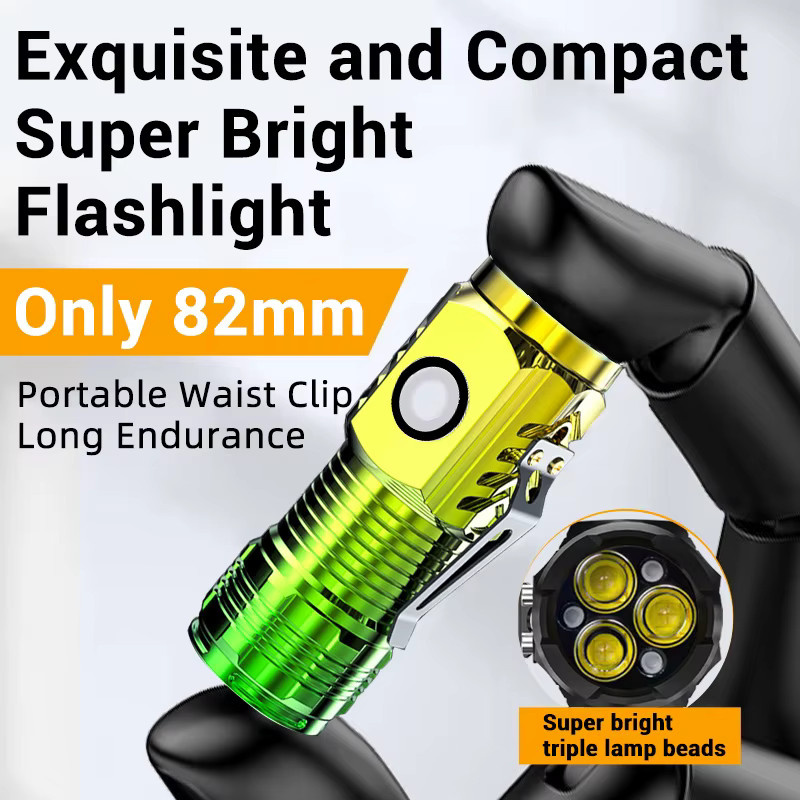 NEWBIRTH Taktische Mini-Taschenlampe mit 3 SMD-LEDs, USB-wiederaufladbar, Aluminium-Gehäuse und Clip für Outdoor-Aktivitäten - Bild 6