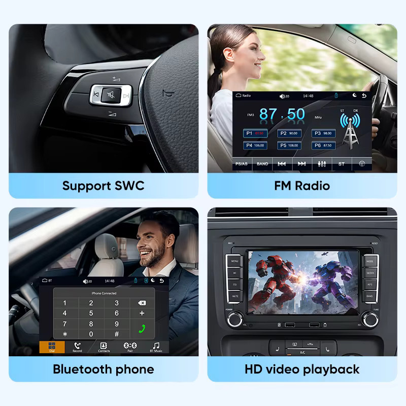 AINAVI 7 Zoll Autoradio mit kabellosem Carplay und Android Auto, HD IPS Touchscreen und Bluetooth, Schwarz, passend für VW Golf 5, T5, Polo 5, Golf 6, Golf Plus, Passat B6, B7, Tiguan und Jetta MK6 - Bild 6