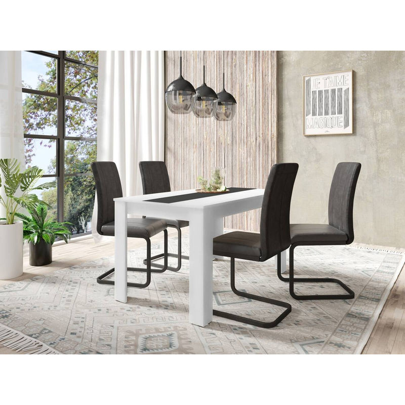 byLIVING Esstisch NORI modern in Weiß/Schwarz mit wendbarer Einlegeplatte, B/T/H: 160 x 90 x 75 cm - Bild 3