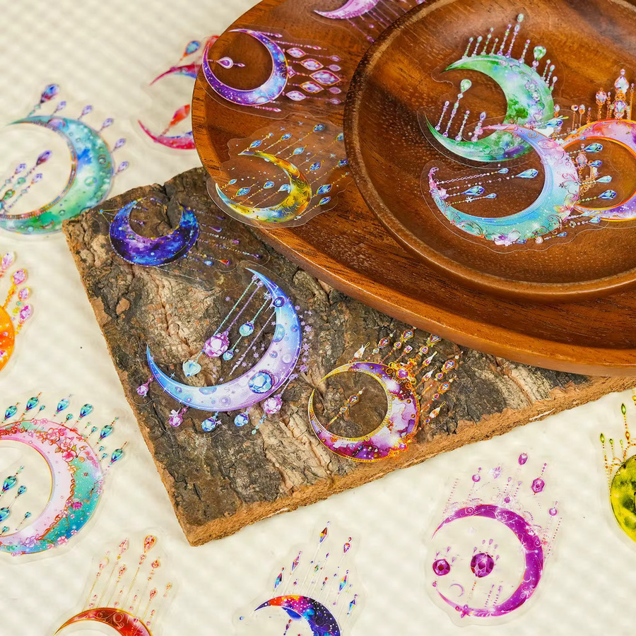 56 Stück Quasten-Halbmond-Aufkleber von Anime-Weltsgeschäft, transparent und wasserdicht aus PET für DIY und Bastelarbeiten - Bild 5