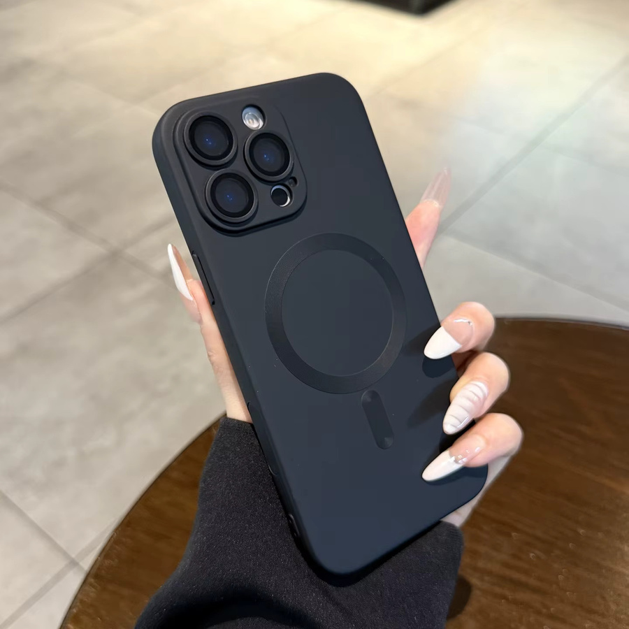 QIXTWO Magnetische Metallische Schutzhülle für iPhone 11 bis 17 Pro Max Air Plus, Stoßfest und Kabelloses Laden, Schwarz - Bild 2
