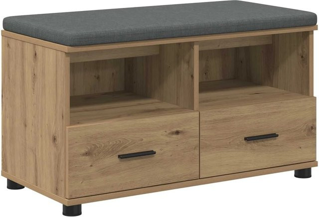 vidaXL Flurbank mit Kissen und Schuhregal in Artisan-Eiche, B/T/H: 80 x 38 x 46 cm - Bild 1