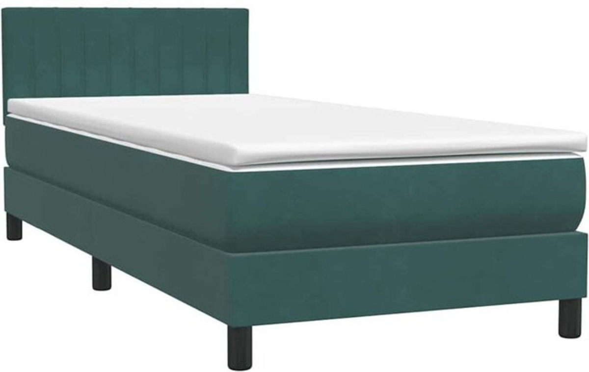 vidaxl Boxspringbett mit Matratze in Grün aus Samt, B/T/H: 80 x 220 x 78 cm - Bild 1