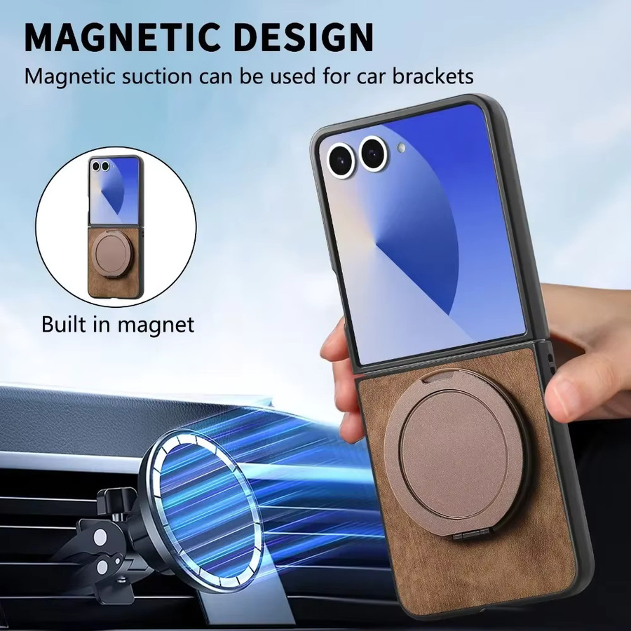Samsung Handyhülle mit 360 Grad rotierendem unsichtbarem Ständer und magnetischer Abdeckung für Galaxy Z Flip 7 6 5 4 3 5G in Pink - Bild 3