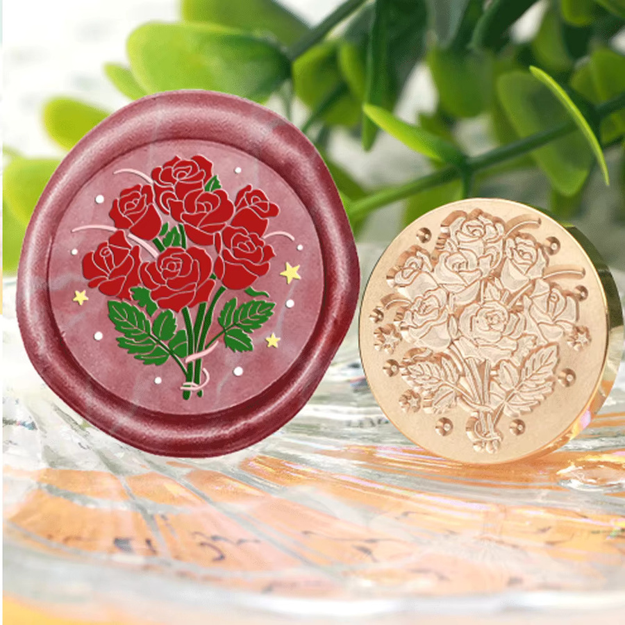Wachsstempel aus der Valentinstag-Kollektion mit abnehmbarem Messingkopf und Holzgriff zum Dekorieren von Karten, Hochzeitseinladungen und Geschenken - Bild 2