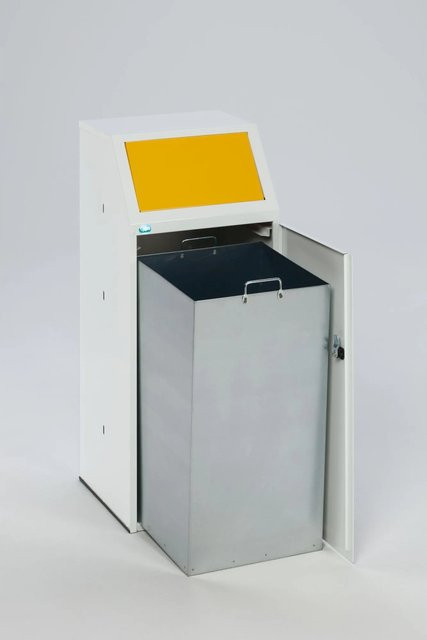 PROREGAL Wertstoffsammler mit Fronttür aus verzinktem Stahl, Gelb, H x B x T: 105 x 40 x 40,5 cm - Bild 1