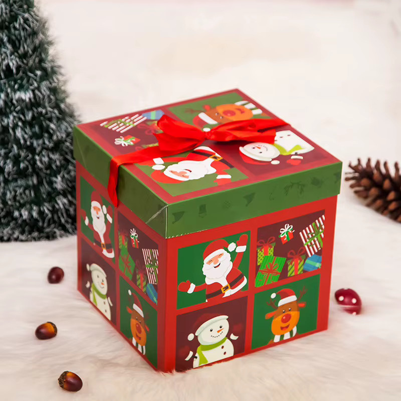 Personalisierbare Weihnachtsgeschenkbox aus Papier, faltbare Geschenkbox für Heiligabend und Weihnachtsfeiern, Mehrfarbig, Breite: 20 cm - Bild 3