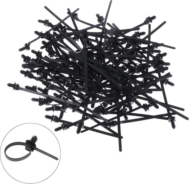 ZLinKJ Nylon Kunststoff Kabelbinder Halter Clips mit M6 M8 M10 Gewinde in Schwarz für Fahrzeug und Motorrad Kabelbaum Befestigungselemente - Bild 1