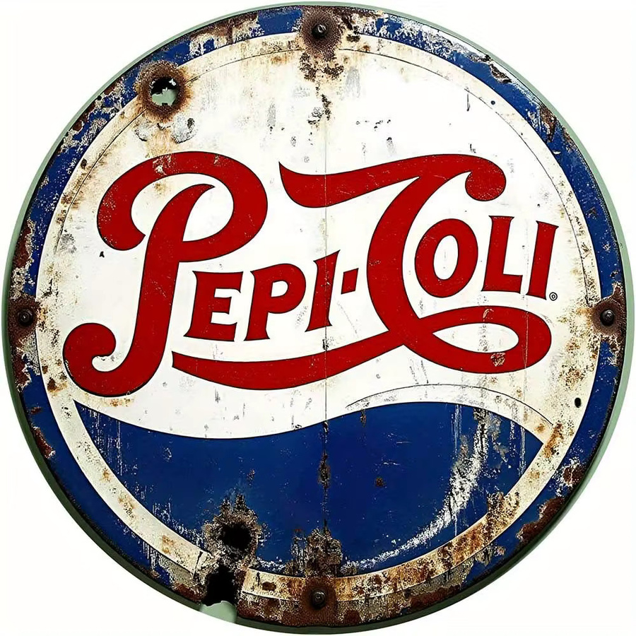 Vintage Pepsi-Cola Aluminium-Blechschild rund in Blau-Weiß für deine Wandgestaltung - Bild 3