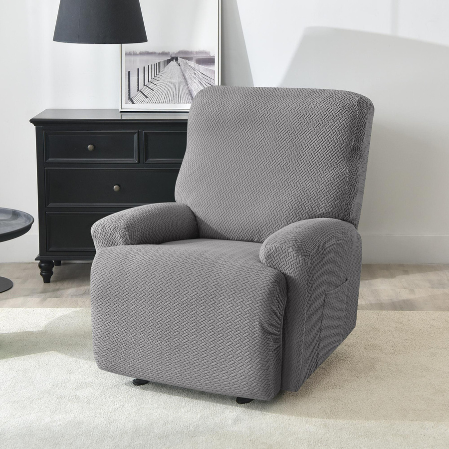 4-teiliges Set elastische Sesselüberzüge für Liegesofas von Household supplies MH, einfarbig, rutschfest und waschbar, 1-Sitzer - Bild 4