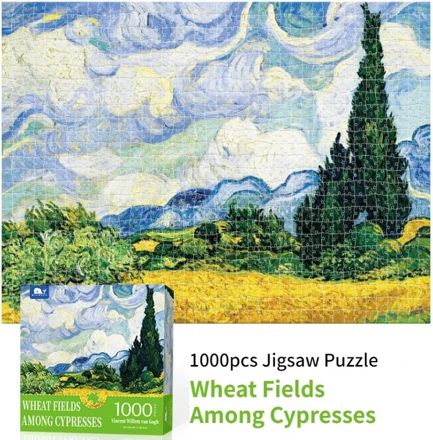 MaxRenard Mini Puzzle Weizen Felder Unter Zypressen, 1000 Teile - Bild 1
