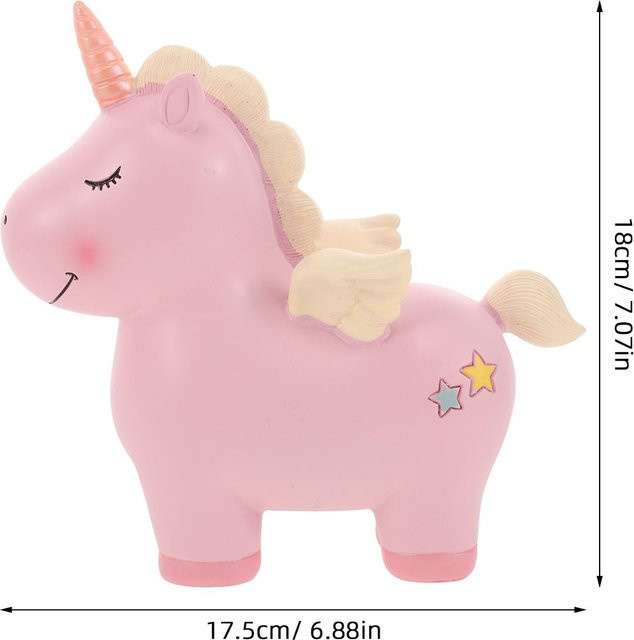 Tinika Chen Einhorn Spardose für Kinder in Rosa, Cartoon Geldbox aus Kunststoff - Bild 1