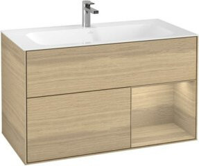 V&B Waschtischunterschrank Finion Wandbeleuchtung in Oak Veneer, B: 99,6 cm, H: 49,8 cm - Bild 1