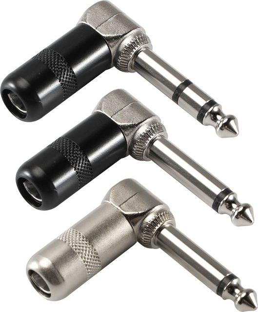 Pro C Mono-Stereo-Audio-Stecker mit kurzem Barrel und rechtwinkligem 3,5 mm Klinkenanschluss in Schwarz Nickel für Mixer und Gitarreneffekt-Patchkabel - Bild 1