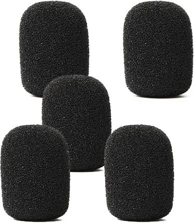 Trig Rain 5-teiliges Set Mikrofonabdeckungen aus Schaumstoff für Headset- und Lavalier-Mikrofone in Schwarz - Bild 1