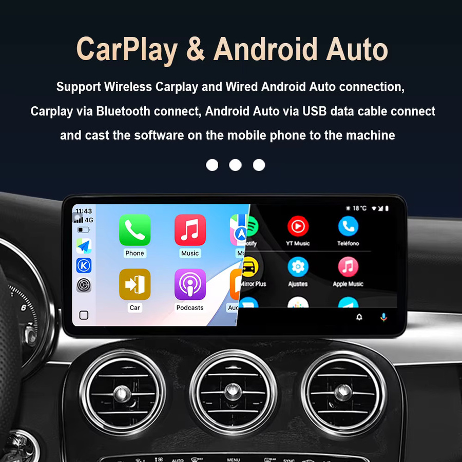 LIARO-NAVI Android 16 Autoradio mit Touchscreen und GPS für Mercedes BENZ C-KLASSE W205 und GLC 2015 - 2018 in Schwarz mit kabellosem CarPlay und Multimedia-Player - Bild 2