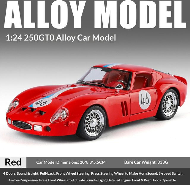 Linyi toy car 250-Gto Automodell, Maßstab 1:24, Metall, mit Licht und Ton, ab 14 Jahren - Bild 1
