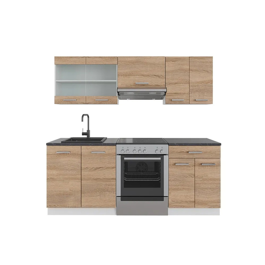 Vicco R-Line Küchenzeile Sonoma Weiß Anthrazit modern B/H/T: 200 x 82 x 60 cm - Bild 2