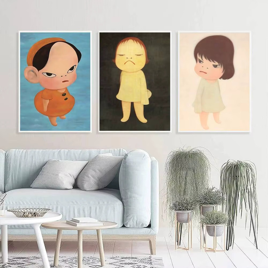 Potdemiel Yoshitomo Nara Klassisches Poster als Aufkleber in Weiß und Multicolour für ästhetische Wandgestaltung - Bild 4