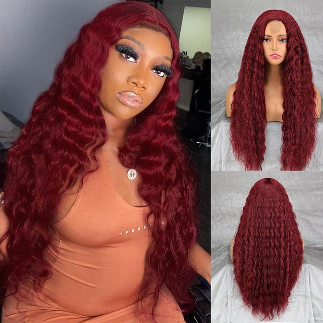 LISI HAIR Perücke, lange lockige Synthetikfaser, Damen, Braun - Bild 1