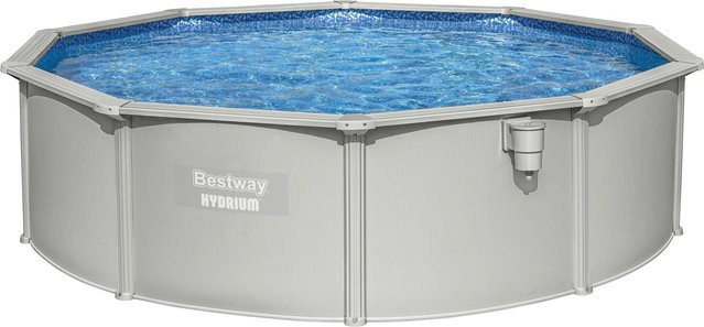 Bestway Hydrium Stahlwandpool Komplett-Set in Grau mit Sandfilteranlage, Sicherheitsleiter und Bodenplane, Durchmesser: 460 cm, Höhe: 120 cm - Bild 1