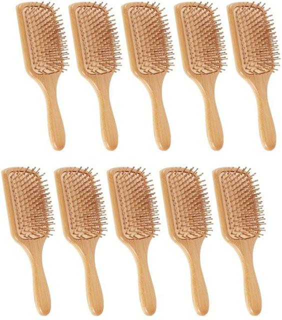 ABHU Holz-Paddelbürste, 10 Stück, Unisex, Antistatisch - Bild 1