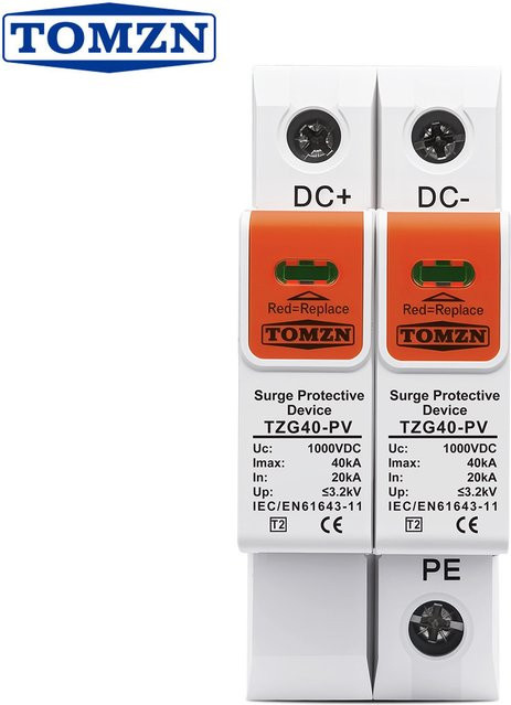 TOMZN TZG40-PV Überspannungsschutz Überspannungsableiter für Hausinstallationen mit 10 kA bis 40 kA und DC 1000 V - Bild 1