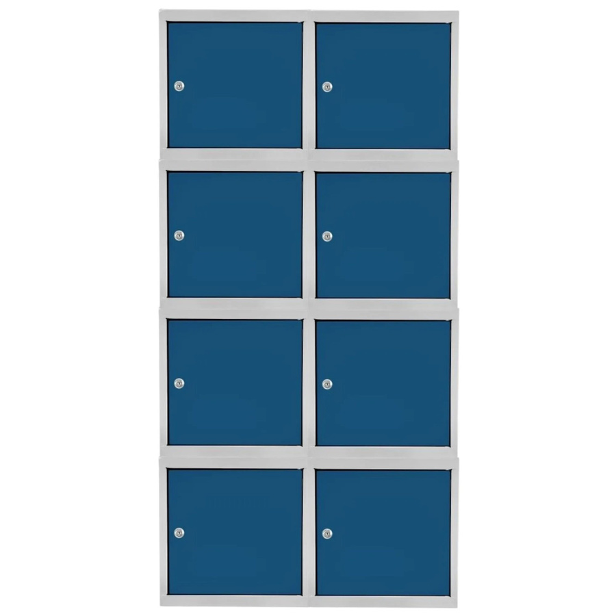 PROREGAL Blocky Schließfachwürfel Set aus 8 Einheiten mit Zylinderschloss und 2 Schlüsseln, Farbe: Lichtgrau/Blau, B/T/H: 40 x 40 x 40 cm - Bild 2