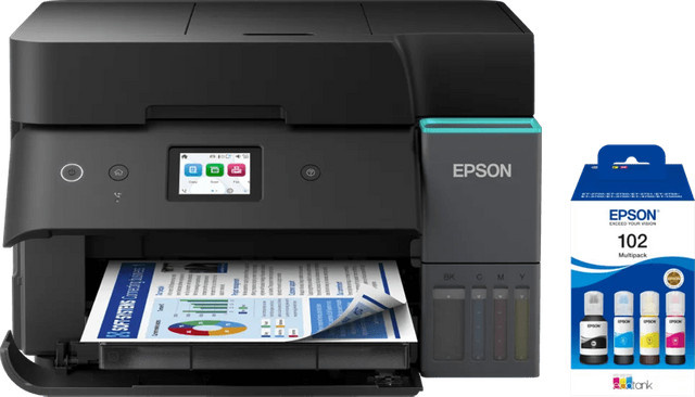 Epson EcoTank ET-4950 Tintenstrahldrucker mit Scan, Kopier, Fax und zusätzlichem Tintenflaschen-Set inklusive WLAN und Ethernet - Bild 1