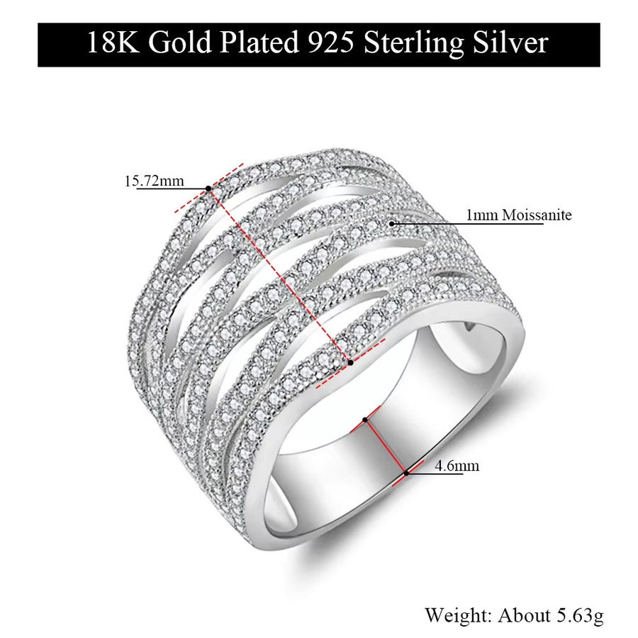 Pretty Beauty Ehering, 925 Silber, Moissanit, Diamant, Damen - Bild 2