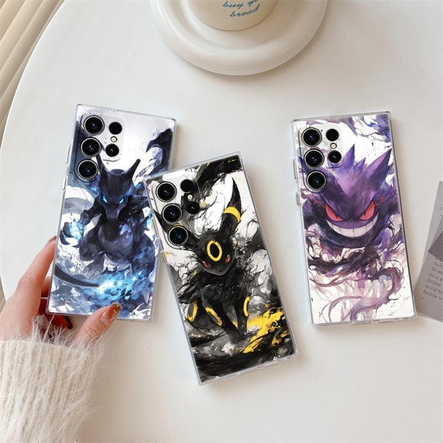 Transparente Handyhülle mit Pokemon Umbreon und Gengar Motiv für Samsung Galaxy S25 S24 S23 S22 S21 S20 Ultra Plus FE A56 A36 A17 A07 - Bild 1