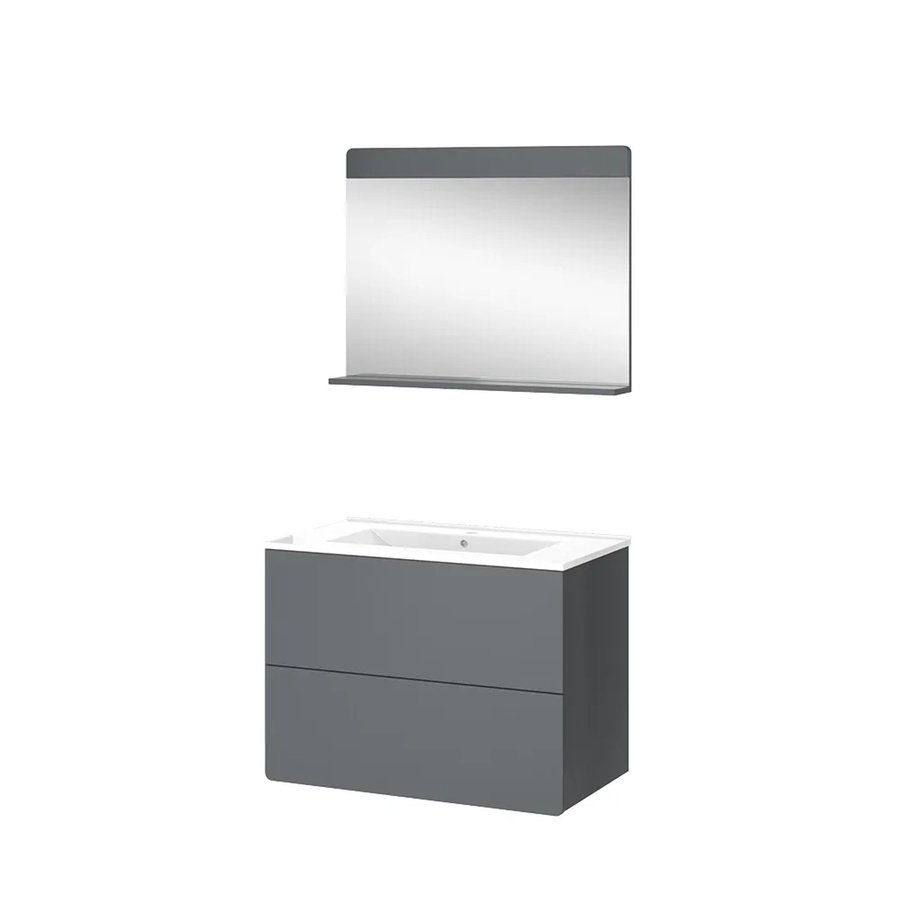 Vicco Badmöbel-Set Izan modern in Grau mit Waschtischunterschrank, Waschbecken und Badspiegel - Bild 2