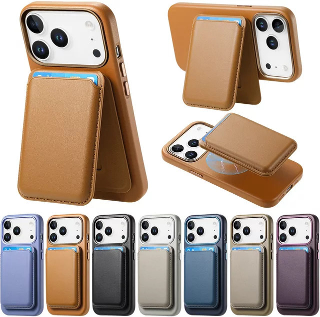 Apple Lederhülle mit MagSafe und Kartenhalter für iPhone 17 Pro Max, iPhone 16, 15, 14, 13 in Orange - Bild 1