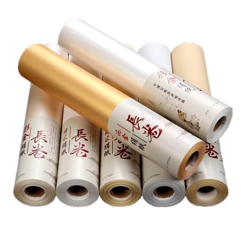 Mian Gen Chinesisches Seidenpapier Xuan Zhi Rollenpapier für Kalligraphie und Malerei in Silber und Mehrfarbig, Breite: 0,35 m, Länge: 10 m oder 20 m - Bild 3