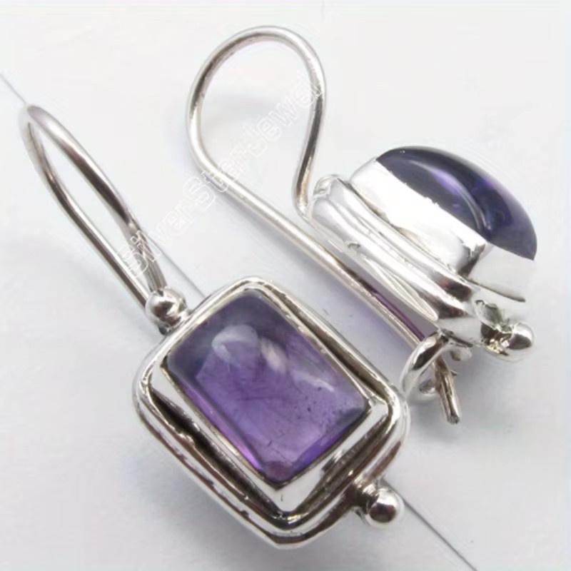 Ohrringe Futz, Silber, lila synthetische Edelsteine, Damen - Bild 2