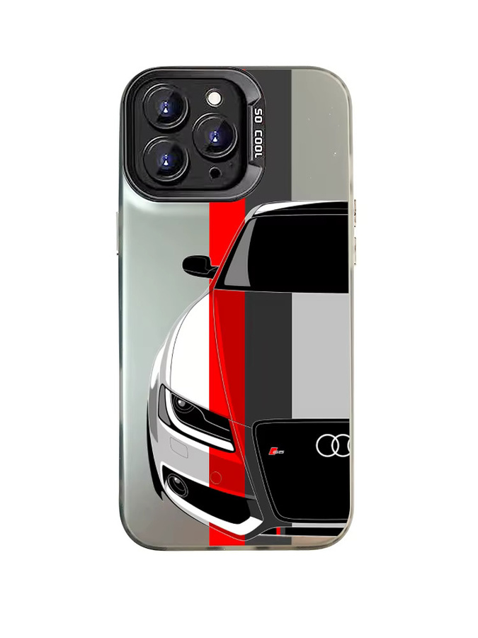 A-Audi Handyhülle FUNDA Color Cover für iPhone 11 12 13 14 15 16 Pro Max Plus Mini in Silber - Bild 2