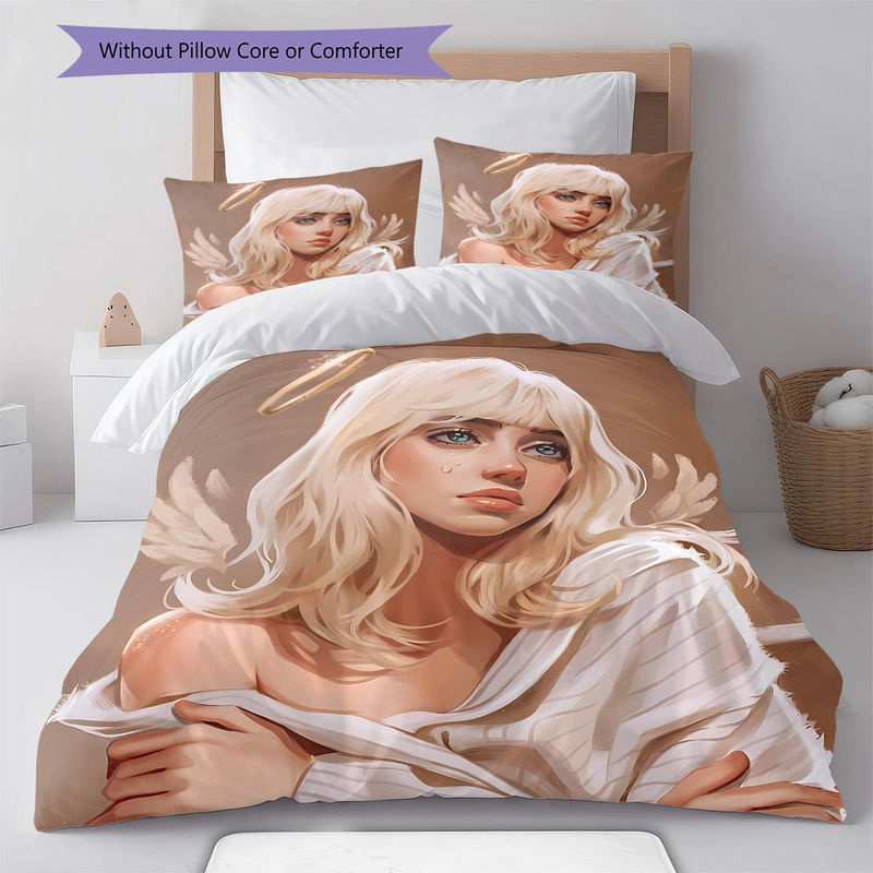 Billie Eilish Muster Bettwäsche Set aus Polyester, Mehrfarbig, B/H: 135 x 200 cm, inklusive 1 Bettbezug und 2 Kissenbezügen - Bild 4