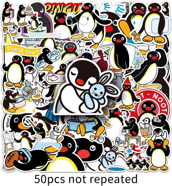 50 Stück Wasserdichte Pingu Aufkleber in Multicolour für Scrapbooking, Tagebuch und Handy von MARKET-2 - Bild 1