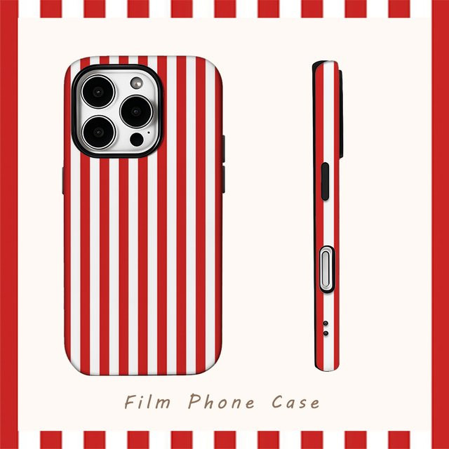 Potdemiel Handyhülle mit Weihnachtsstreifen in Rot und Weiß für iPhone Modelle, doppelschichtige Rückseite - Bild 1