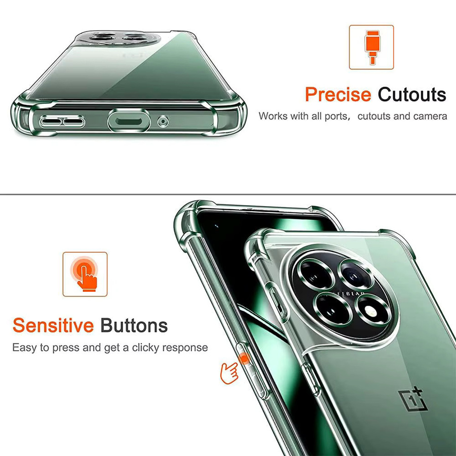 Stoßfeste transparente Silikon-Schutzhülle für OnePlus 11 5G 11R 10T 10R 10 Pro 9 Pro 8 8T 7T mit 1,5 mm Air-Bag-Schutz - Bild 5