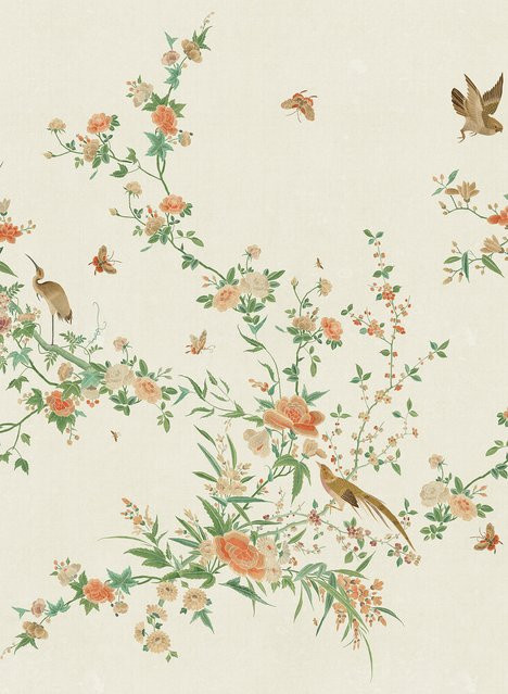 Sandberg Mural Bloom Tapete Floral in Spring Green/Orange aus Vlies - Bild 1