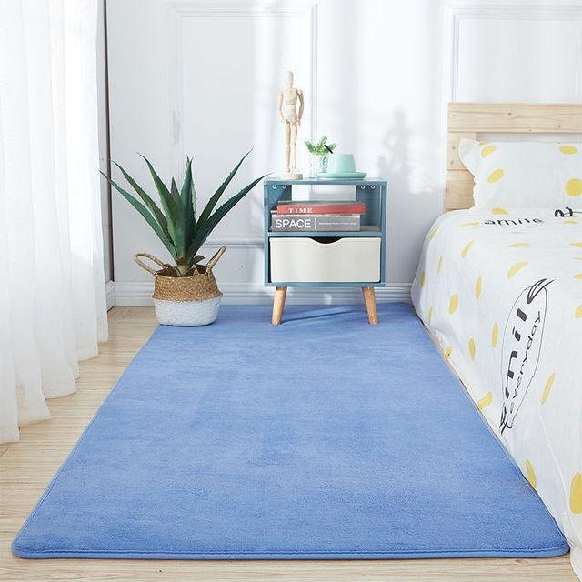 Yiran Furniture Nordic Korallen Samt Teppich Blau, B/T: 60 x 40 cm - Bild 1